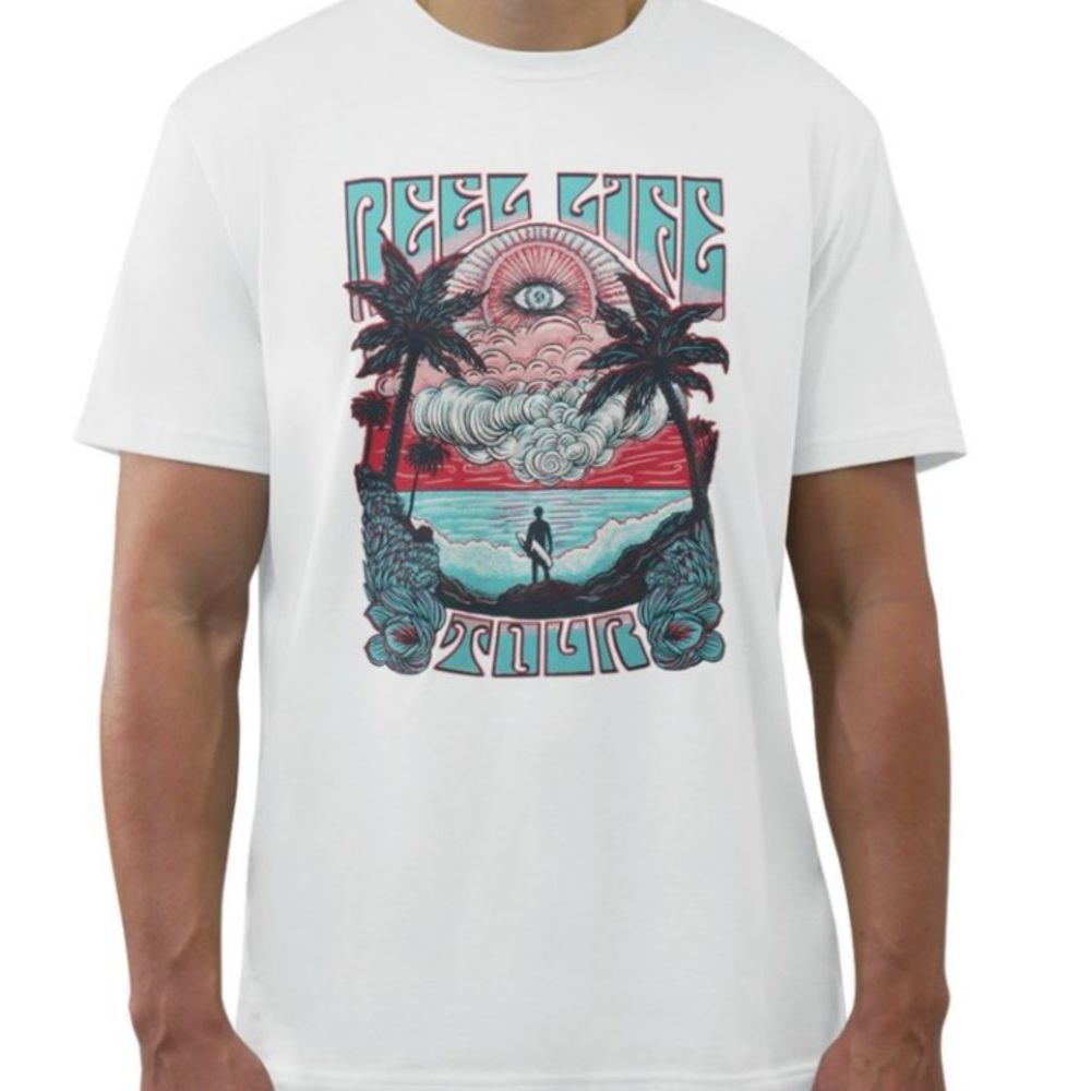 Men's Graphic T-Shirt - Cream/grey xl reel life